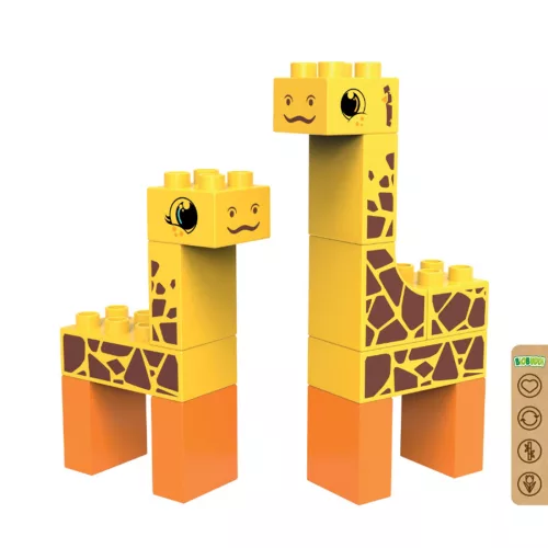 BiOBUDDi BB-0103 | bio építőjáték | Sztyeppe - 2 az 1-ben zsiráf vagy jávorszarvas - 100% kompatibilis minden más kedvelt márkával
