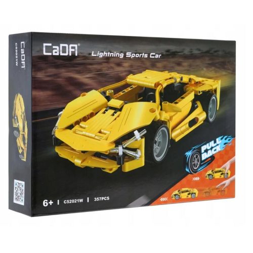 CaDA® C52021W - Lighting sárga sportkocsi - 100% technic-kompatibilis építőjáték