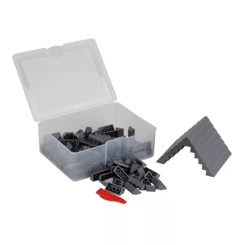 Q-BRiCKS | 150 db-os, 100% kompatibilis építőkocka készlet | sötétszürke tetőelemek