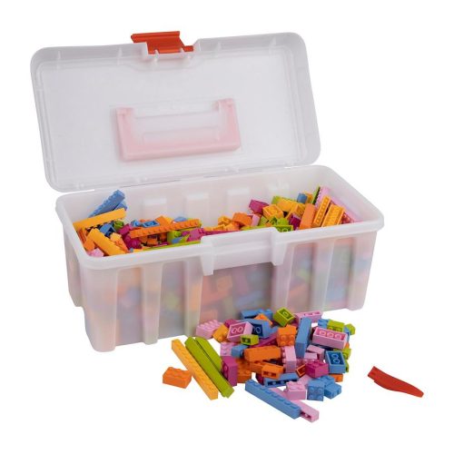 Q-BRiCKS® | 650 db-os vegyes, 100% kompatibilis építőkocka készlet vidám virág színekben (alapkockák)