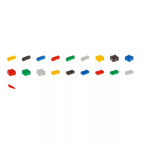 Q-BRiCKS | 1000 db-os vegyes, 100% kompatibilis építőkocka készlet átlátszó színekben | elsősorban óvodáknak (alapkockák)