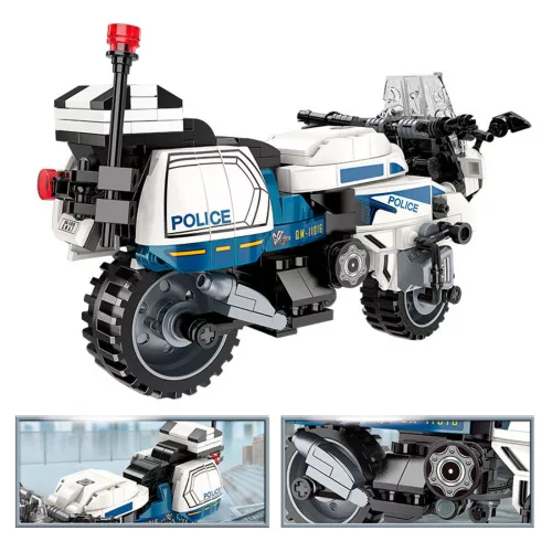 QMAN 11016 - Rendőrmotor építőjáték - 100% kompatibilis minden más kedvelt márkával