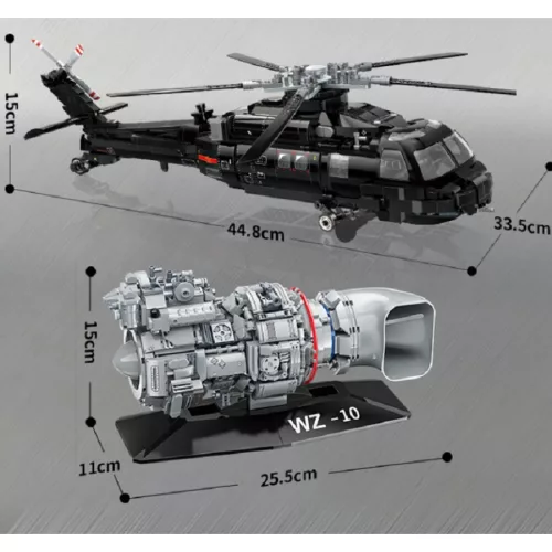 QMAN 23016 - Harbin Z-20 többcélú helikopter - 100% technic-kompatibilis építőjáték
