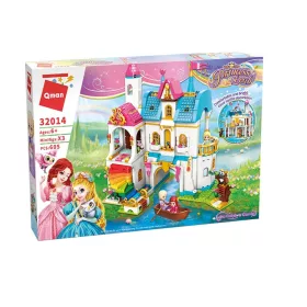   QMAN 32014 - Leah hercegnő nagy tóparti szivárvány kastélya építőjáték - 100% kompatibilis minden más kedvelt márkával