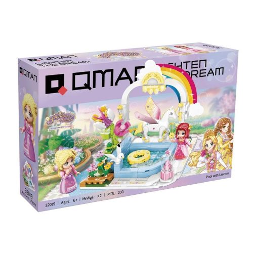 QMAN® 32019 - Unicornisos medence építőjáték - 100% kompatibilis minden más kedvelt márkával