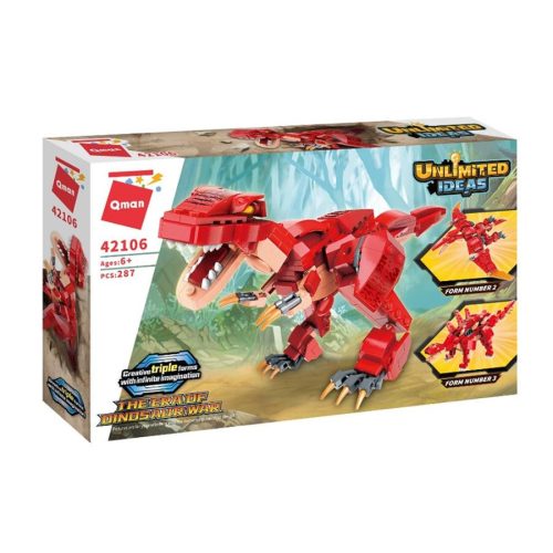QMAN 42106 - 3 az 1-ben Dinoszauruszok építőjáték - 100% kompatibilis minden más kedvelt márkával