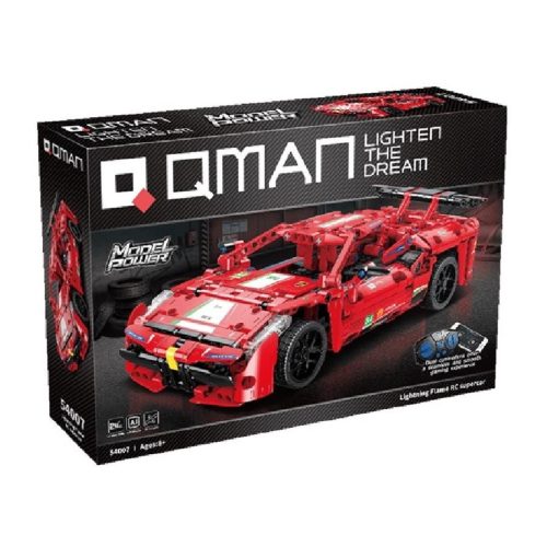 QMAN 54007 - Lightning Flame piros versenyautó - 100% technic-kompatibilis építőjáték