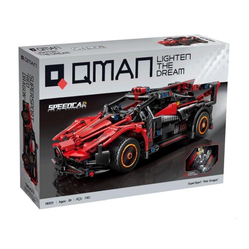 QMAN 91003 - Vörös Sárkány sportautó - 100% technic-kompatibilis építőjáték