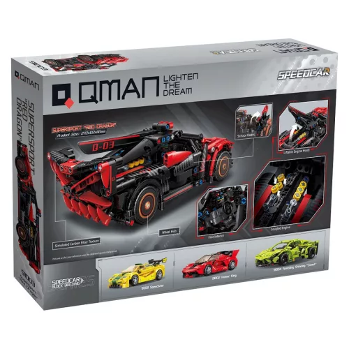 QMAN 91003 - Vörös Sárkány sportautó - 100% technic-kompatibilis építőjáték