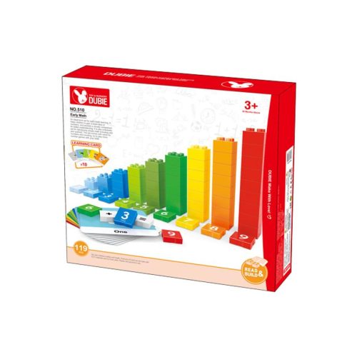 WANGE® - DUBIE 510 - Kezdő matek 119 építőkocka + 10 kártya építőjáték - 100% kompatibilis minden más kedvelt márkával