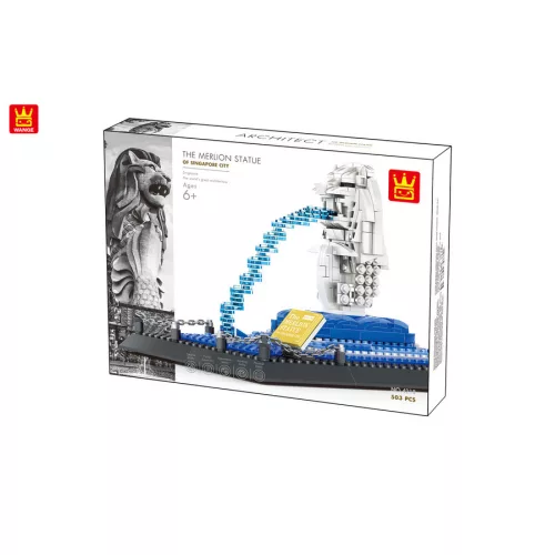 WANGE 4218 - Merlion szobor – Szingapúr építőjáték - 100% kompatibilis minden más kedvelt márkával