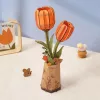 Rowood 3D fa puzzle virág - Tulipán (narancs)