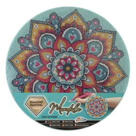 Gyémántfestés vászonra, mandala (kék)