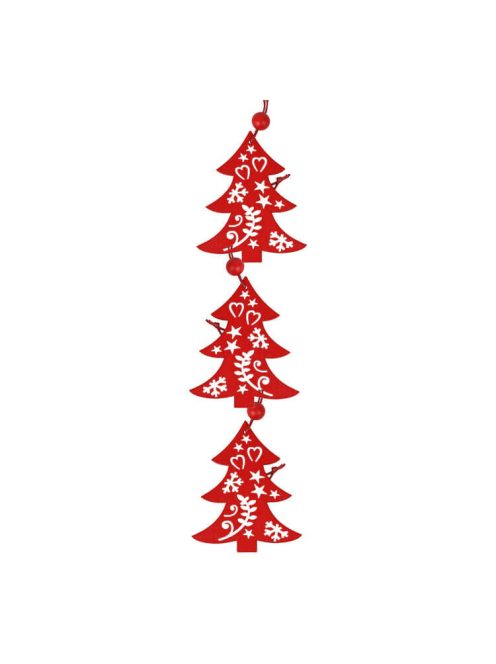 Dekorációs figura (3db-os, lógó, piros karácsonyfa)