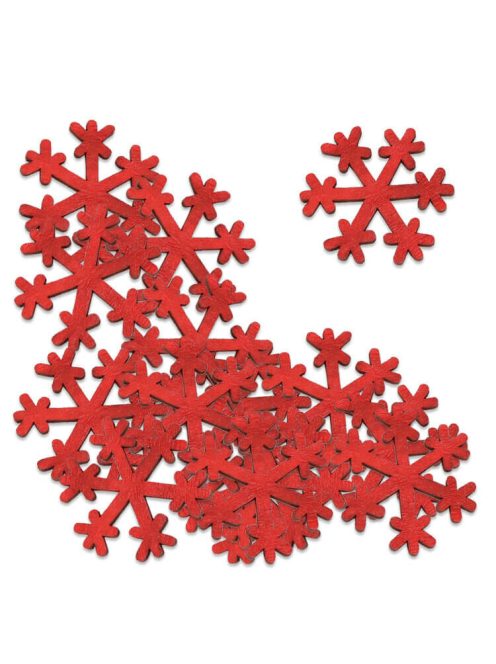 Dekorációs figura (18db-os, piros, kicsi hópihe)