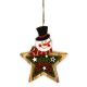 Dekorációs figura (hóember csillag, Merry Christmas felirattal, LED világítással)