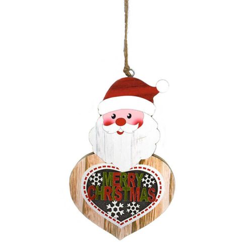 Dekorációs figura (Mikulás szív, Merry Christmas felirattal, LED világítással)