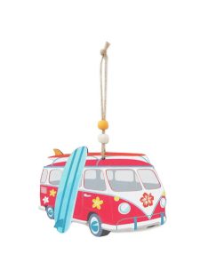   Dekorációs figura (Volkswagen T1-es piros kisbusz szörfdeszkával)