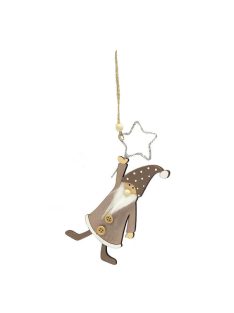  Karácsonyi dekoráció (ezüst csillag szürke ruhás figurával)