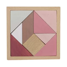   Tangram és tetris építőjáték (rózsaszín, középen natúr kocka)