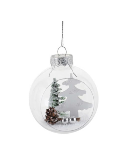 Karácsonyfadísz (átlátszó gömb, karácsonyfa)