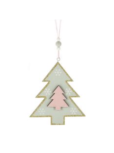   Karácsonyi dekorációs figura (zöld fenyőfában rózsaszín fenyőfa)