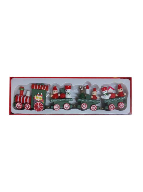 Karácsonyi dekoráció, kisvonat (zöld, fehér csíkos mozdonnyal)