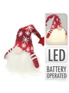Karácsonyi dekorációs figura LED világítással (kicsi manó piros sapkában)