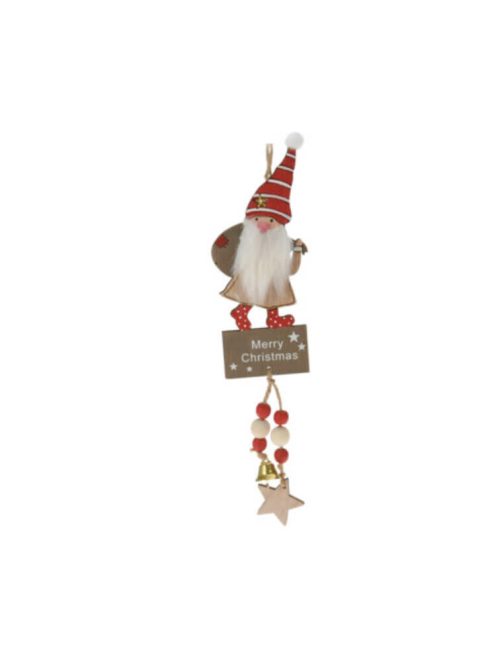 Karácsonyi dekorációs figura (Mikulásfehér csíkos, csillagos sapkában)