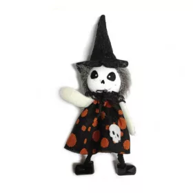   Halloween dekorációs figura (csontváz fekete-narancssárga ruhában)