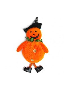   Halloween dekorációs figura (narancssárga tök boszorkány fekete sapkában zöld sállal)