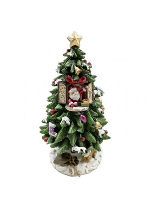 Karácsonyi dekoráció (felhúzható, zenélő karácsonyfa)