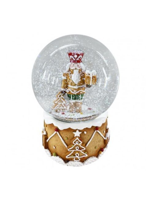 Hógömb, nagy (mézeskalács diótörő piros kalapban, Karácsonyi zenével)