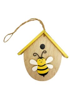   Tavaszi dekorációs figura (sárga tetős házikó méhecskével)