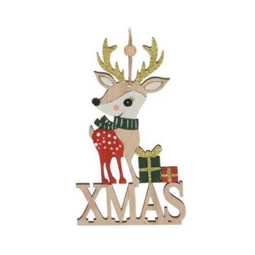 Karácsonyi dekorációs figura (balra néző rénszarvas XMAS felirattal)