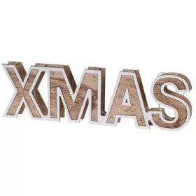   Karácsonyi dekoráció LED világítással natúr színben (XMAS felirat fehér körvonallal)