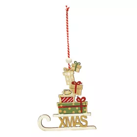   Karácsonyi dekoráció (fehér szánkó ajándékokkal és Xmas felirattal)
