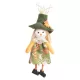Halloween dekorációs figura (madárijesztő zöld, virágos kalapban)