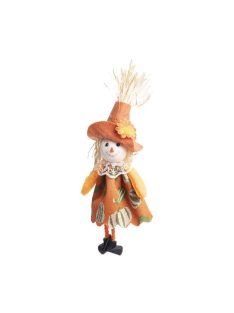   Halloween dekorációs figura (madárijesztő virágos kalapban)