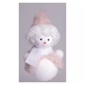   Karácsonyi dekoráció (hóember rózsaszín mellényben, 12 cm)