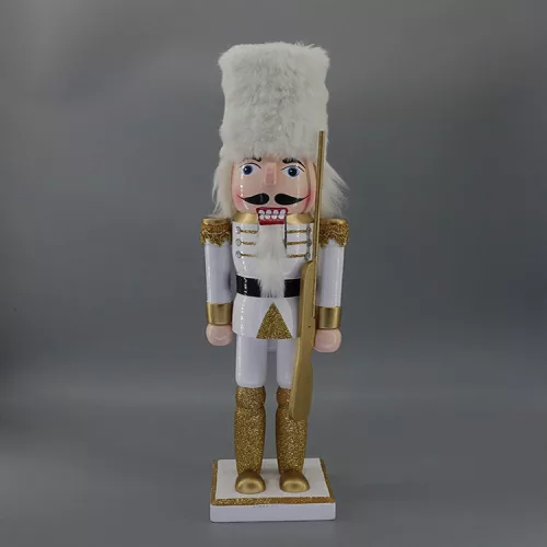 Diótörő (fehér-arany, puskával, 25 cm-es)
