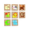 Mágneses fa puzzle - állatok