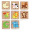 Mágneses fa puzzle - állatok