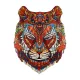 Fa puzzle, színes A5 méretű (tigris)