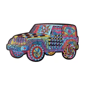 Fa puzzle, színes A5 méretű (autó)