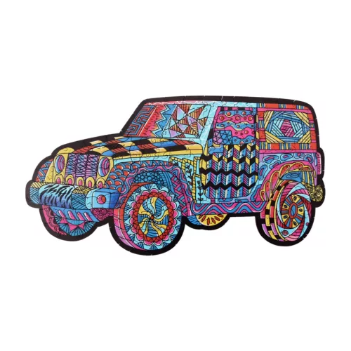 Fa puzzle, színes A4 méretű (autó)