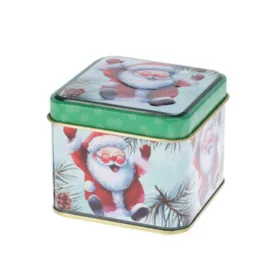 Karácsonyi fém díszdoboz, mini (mikulás)