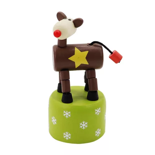Karácsonyi nyomogatós figura (rénszarvas)