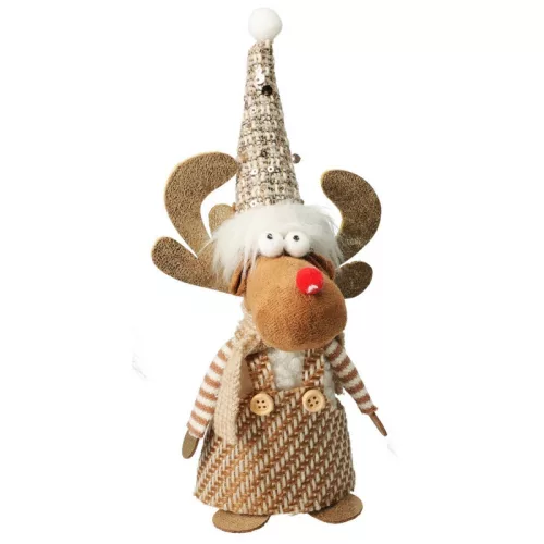 Dekorációs figura - Rénszarvas babzsák (barna ruhában)