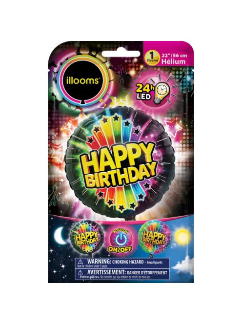 Illooms LED fólia lufi - Happy Birthday felirattal 1 db